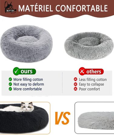 М'яке ліжко для собак та котів - миється та знімається, лежанка для домашніх тварин з блискавкою, неслизьке дно, для великих, середніх та маленьких собак (L:80 см, Сірий)