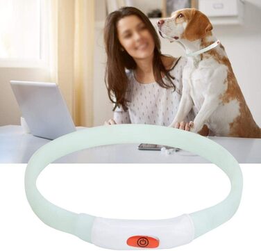 LED нашийник для собак Cikonielf USB, перезаряджається, світлодіодний, регульований, безпечний для котів та маленьких собак (білий)