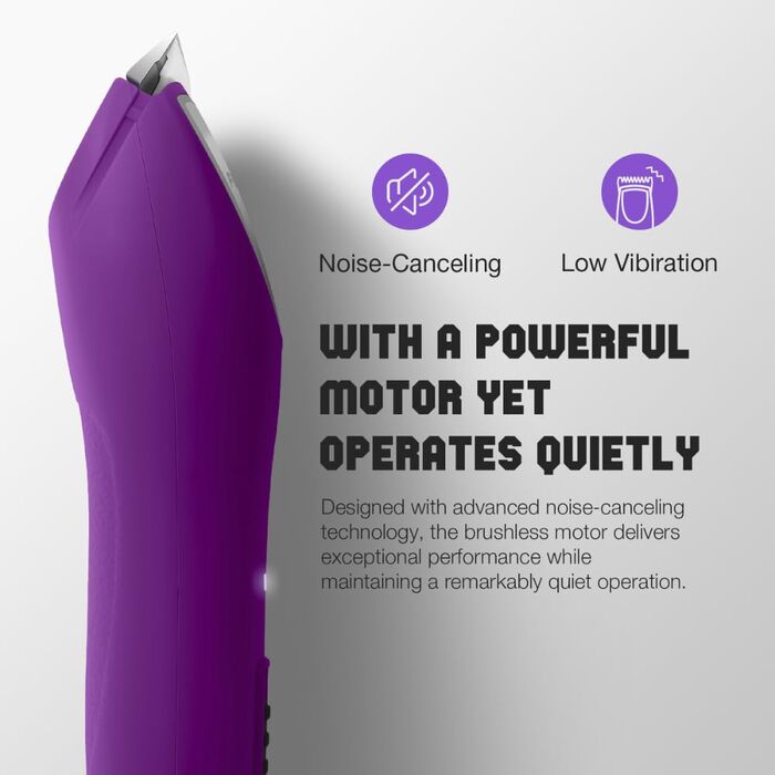 Професійна машинка для стрижки собак, 2 швидкості, ергономічний дизайн, для собак та котів, триммер для довгого, густого та кучерявого хутра, (Ліловий)