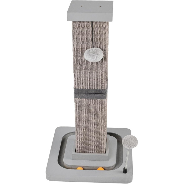 Котячий стовпчик для дряпання Carla з іграшками - інтерактивна котяча іграшка для самостійних занять. Висота 82 см, діаметр 20 см. (Антрацит, 33 x 33 x 67 см)