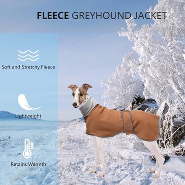 Теплий зимовий пуловер для собак породи Віндгорн (Грейхаунд, Вхіпет) з регульованим коміром, коричневий, L (довжина спини 61-64 см)