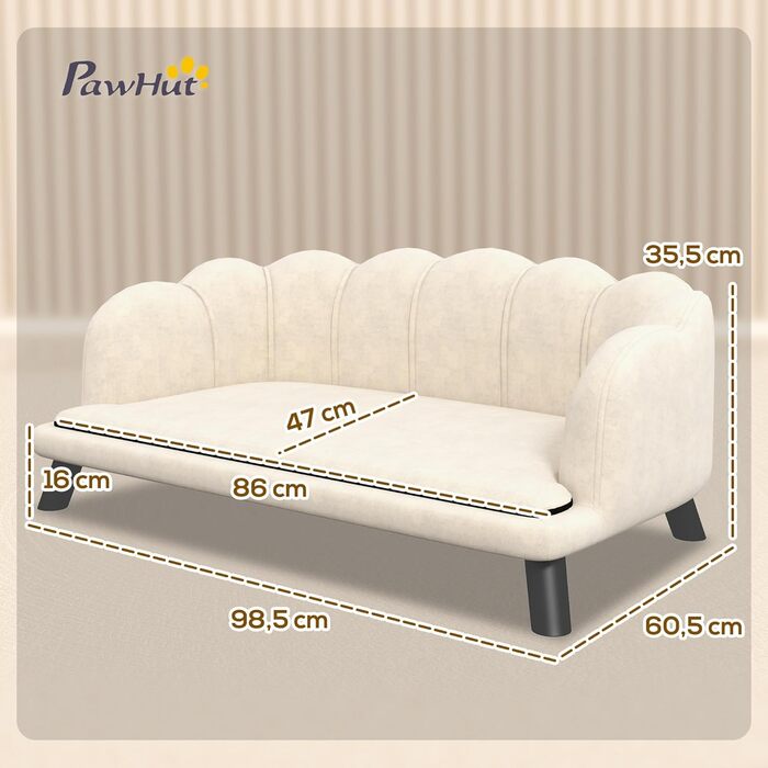 Лежак-диван PawHut для собак і котів, сучасний дизайн, мушля, 98x60x35 см, м'яка подушка, велюр, зелений