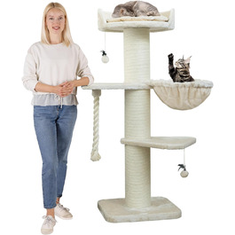 HAPPYPET Premium Котячий дряпак для великих котів Cooper 150 см, кремовий, для Мейн-кун, товсті стовпи 20 см, натуральний сизаль