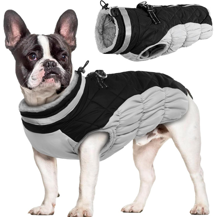 Зимовий теплий куртка для собак, водонепроникний теплий зимовий одяг для собак, підкладка, одяг для чихуахуа (чорний) - M, Чорний