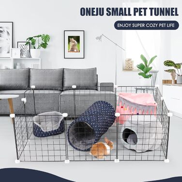 Туннель для морських свинок ONEJU, 2-сторонній, для гри та відпочинку, миючий, з блискавкою, синій