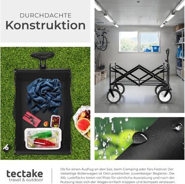 Тектейк - візок-валіза складний, чорний, 80 кг, з сумкою для перевезення на пляж, у сад