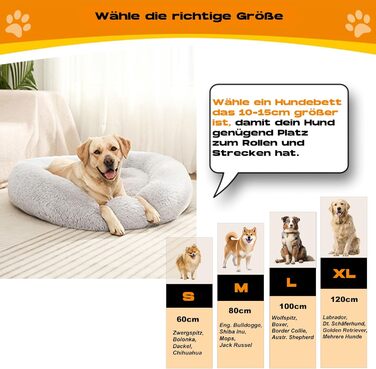 Кругле ліжко для собак DreamyPets Donut - Оригінал - Миється [S, 60см, сірий] М'яке ліжко для собак великих, середніх та маленьких порід (Сірий, S) S (60см) Сірий