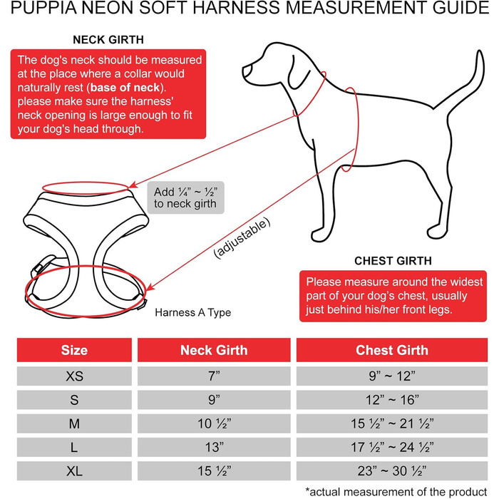 Шлейка для собак Puppia Neon Orange, S - Якісна та комфортна, для цуценят, PAPA-AC1325-OR-S