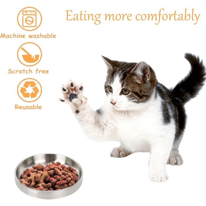 Миски для котів з нержавіючої сталі, 2 шт. - миски для сухого та вологого корму, нержавіюча сталь 304 (Золотий)