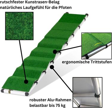 Рампа для собак Extra Lange – 2,6 м, телескопічна, з алюмінію – для великих собак, сумісна з SUV, автодомом та легковими автомобілями – Made in Germany