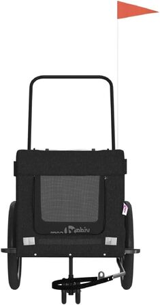 Причіп для собак Fasba: міцний, з відбивачами та прапором, для собак та котів, чорний, 135 x 68,5 x 73,5 см