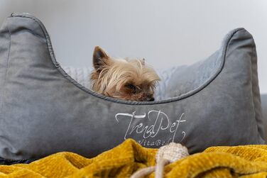 TrendPet VitaBed Style - ортопедичне ліжко для собак, штучна шкіра, плюшеве (100x90 см, сірий)