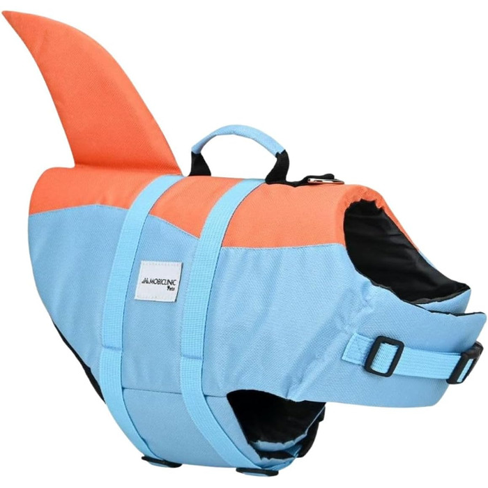 Жилет рятувальний для собак Mobiclinic® Sharky, блакитний та помаранчевий, для плавання, серфінгу та вітрильного спорту