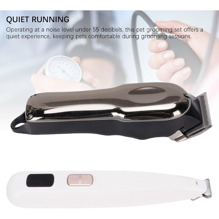 Набір для догляду за собаками 2-в-1: бездротовий тихий триммер для лап з 4 гребінцями та LED-дисплеєм (для собак, котів, коней, корів)