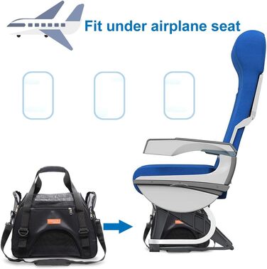 Транспортувальна сумка для тварин: котів, собак, кроликів, хом'яків. Чорна, розмір M (47x27x28 см) та L (44x30x20 см). Підходить для перельотів, вага до 5 кг. З плечовим ременем.