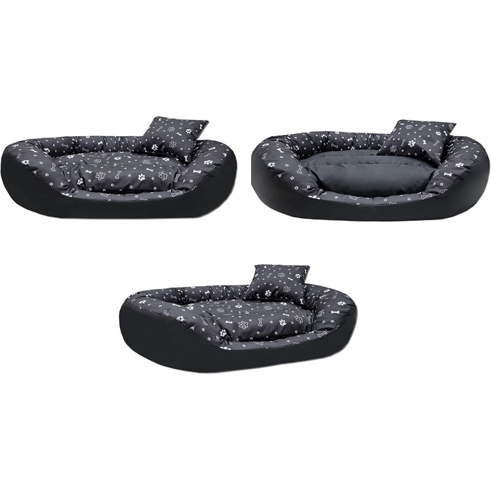 Ортопедичне ліжко для собак Luxus з м'яким бортиком, формастійке, стійке до подряпин, легке у догляді (чорний)