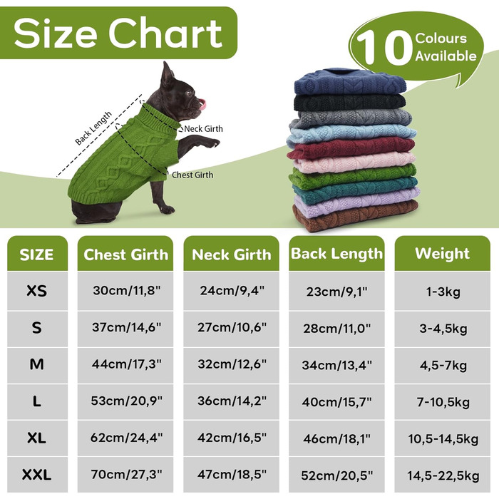 Теплий в'язаний пуловер для собак великих порід Hjumarayan, зелений XXL (обхват грудей 70 см, довжина спини 52 см)