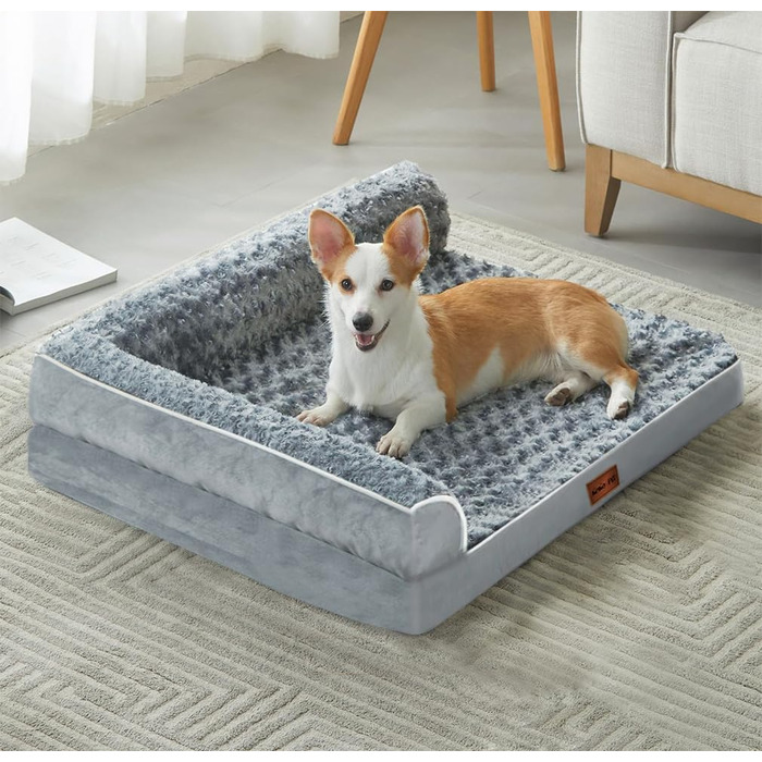 Ортопедичне ліжко для собак великих порід - вологостійке, з неслизьким дном та знімним, пральним чохлом (M: 71 x 58 x 17 см)