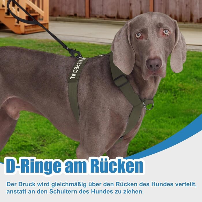 Шлейка для собак FeimaX великих порід, тактична, не тягне, дихаюча, зручна, зелена (L)