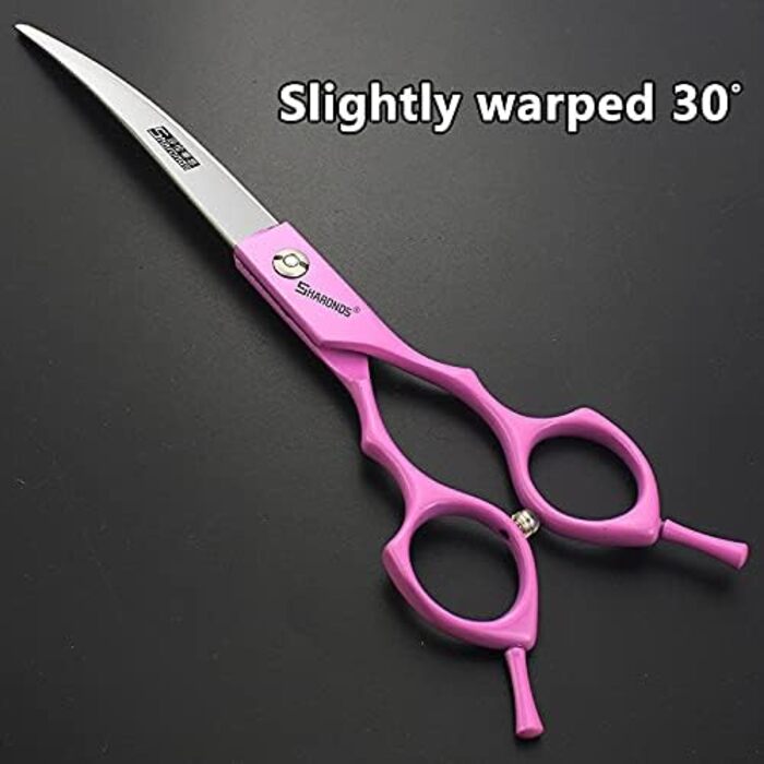 Ножиці для грумінгу тварин 17,8 см, професійні інструменти для догляду за шерстю, вигнуті ножиці для позитивного та негативного стриження, підходять для собак та кошенят, з нержавіючої сталі