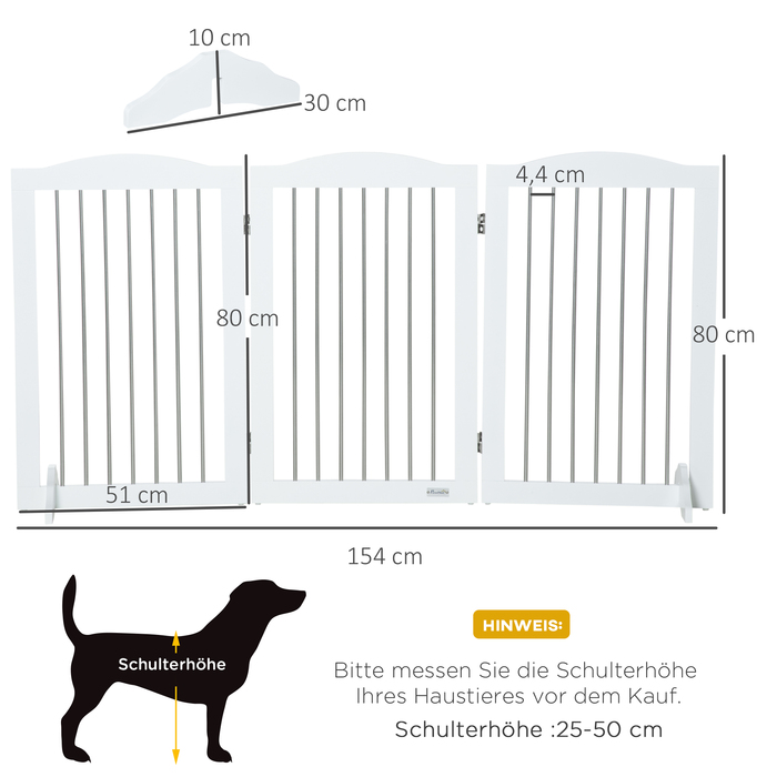 PawHut Dog Barrier Door Guard Складна підставка для собаки 3 тарілки Сходові ворота білі 154x30x80см | Аосом