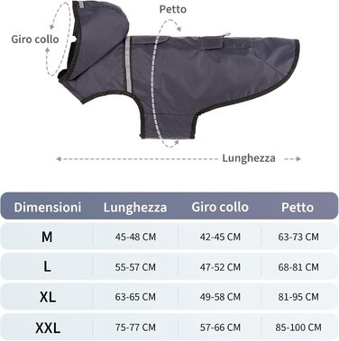 Водонепроникна куртка для собак KoKoBin з капюшоном, світловідбиваюча, легка та дихаюча (L, сірий)