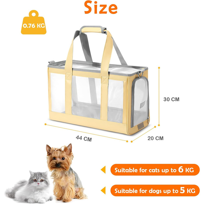 Транспортна сумка для собак та котів ALLSOPETS - дихаюча переноска для цуценят, котів, з винімною підстилкою, для подорожей, кемпінгу, прогулянок (жовта)