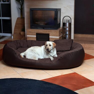 Tierlando® Philip VIP: собаче ліжко з велюрової екошкіри, 110x80 см, з м'якою матрацом, коричневе | PH4-AL