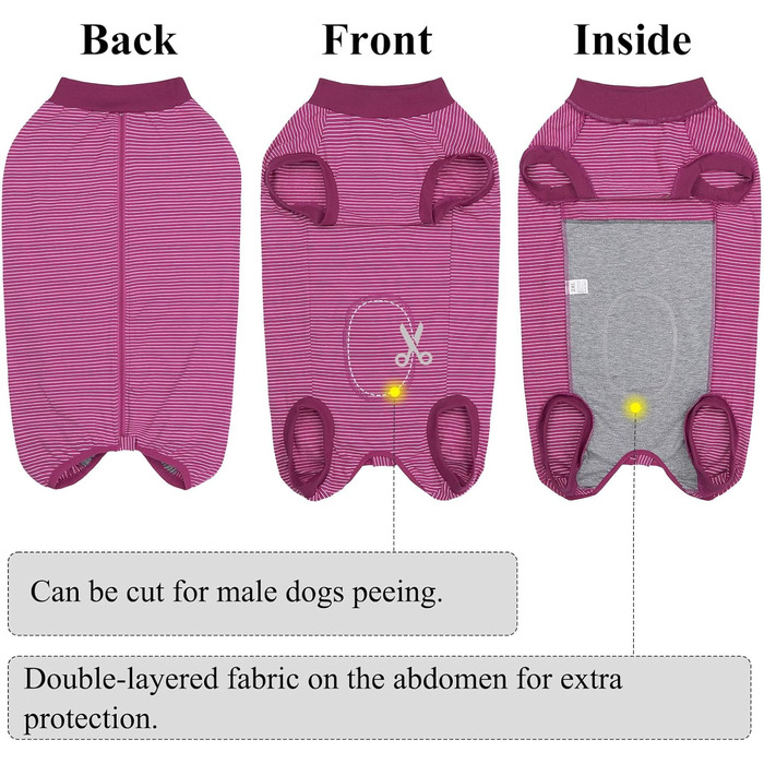 Операційний боді для собак після операції: захист від лизання, для кастрації, для кобелів та сук, медичний боді, захист рани, розмір S, колір фуксія