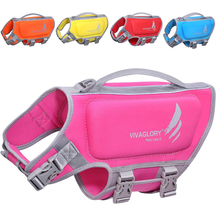 Жилет рятувальний для собак VIVAGLORY, рожевий, S (48-56 см)