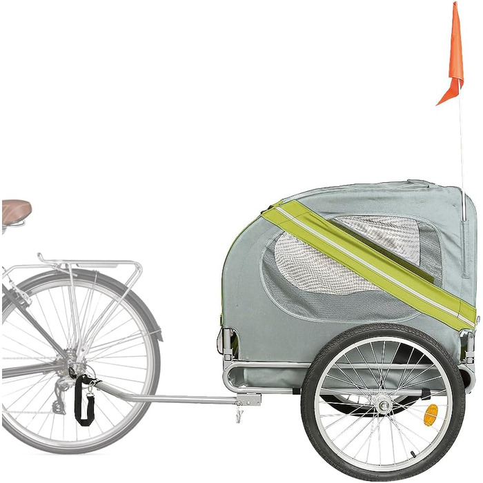 Фаркоп для велосипеда Homewell для собак 52*48*65 см - з прапорцем та амортизацією - універсальний велопричіп, візок для собак, максимальне навантаження: 40 кг (Жовтий + Сірий)