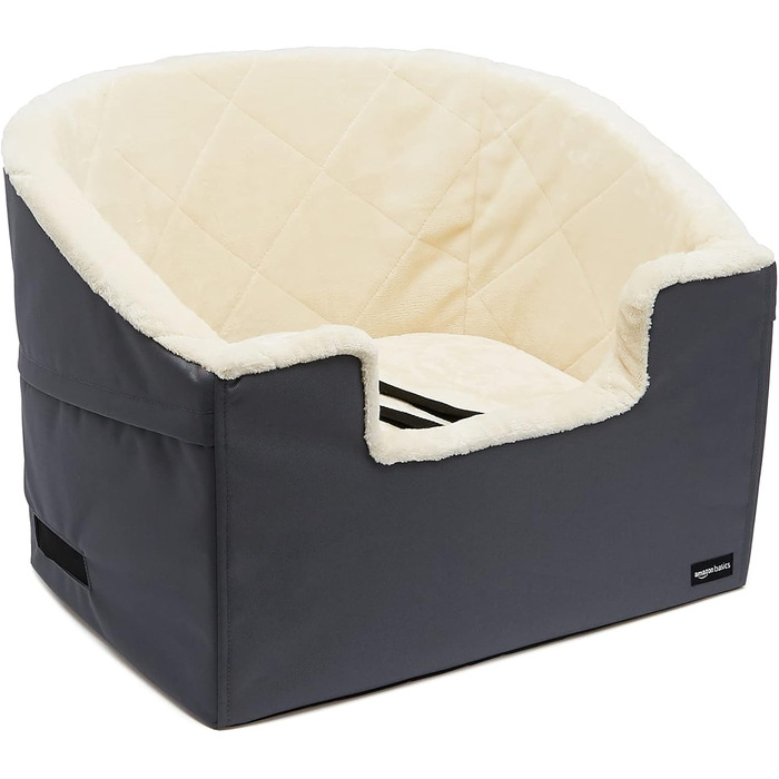 Підвищений автокрісло для тварин Amazon Basics, великий, сірий, 45.7 x 55.8 x 40.6 см