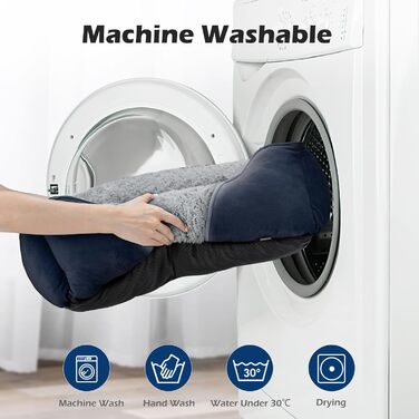 Ортопедичне ліжко для собак INVENHO, прямокутне, м'яке, миюче, з антиковзною основою, XL (35'x 25'x 9'), Marineblau (темно-синій)