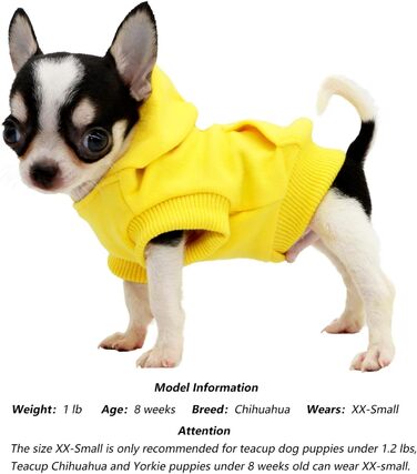 Теплий жовтий светр-худі для собак, цуценят чихуахуа, бавовна, розмір XXS