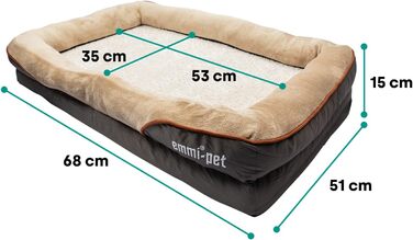 Ортопедичне ліжко для маленьких собак Emmi-pet 68x51x15 см – м'яке, антиковзке, дихаюче, з валиком під шию, пране