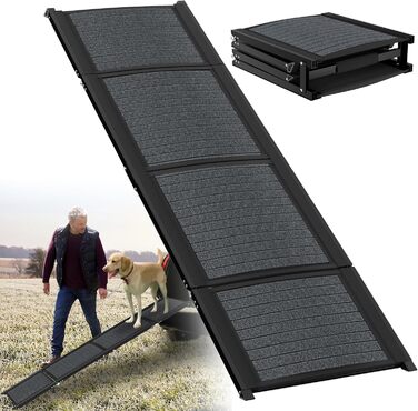 Складні пандуси для собак, 157 см - пандус у багажник для авто, вантажівок та SUV, до 110 кг, легкий, стабільний, антиковзкий - чорний