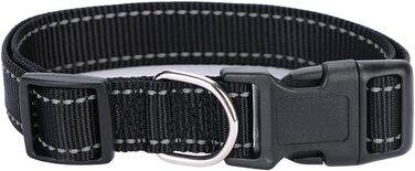 Нашийник для собак Türki з нейлону, чорний, великий (L), з гравіюванням, світловідбиваючий