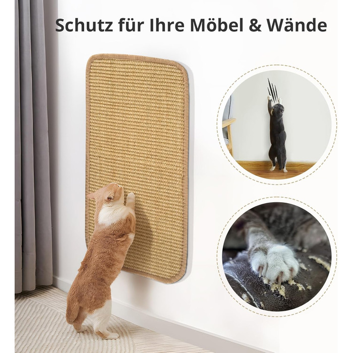 Килимок для дряпання котів з сизалю, 2 шт., 50x25 см - захист від подряпин меблів