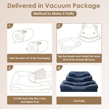 Ортопедичне ліжко для собак середніх порід, 91x68x17.5 см, з Memory Foam, миється та водонепроникне, кошик для собак з 4 бортиками, диванчик для собак, антиковзаюче, (106 x 76 x 18.5 см, Морська синя)