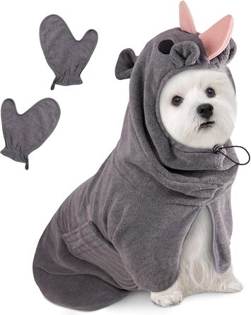 Рушник для собак Badeantel, з мікрофібри, швидковисихаючий, для великих, середніх та маленьких собак/котів (зелений, S, Сіре Носоріг)