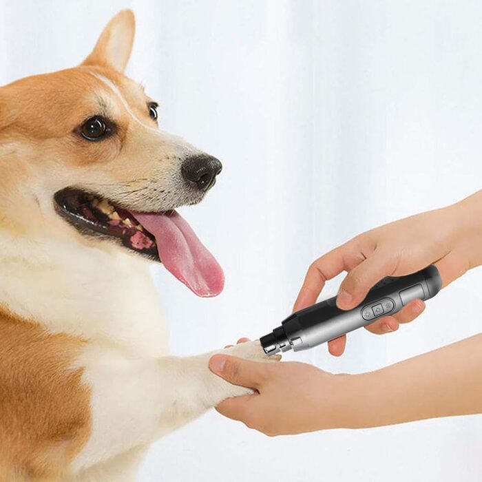 Електричний триммер для собак та котів, 5 швидкостей, акумуляторний, професійний, для догляду за кігтями, тихий, сірий