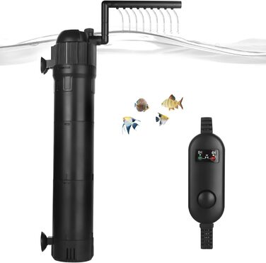 Фільтр для акваріума ITIY 5-в-1 з UV-фільтром, 650 л/год, 6W, з таймером, регульований на 180°, для малих акваріумів, тропічних акваріумів та водосховищ для черепах (8W, 800 л/год, UV: 10W)