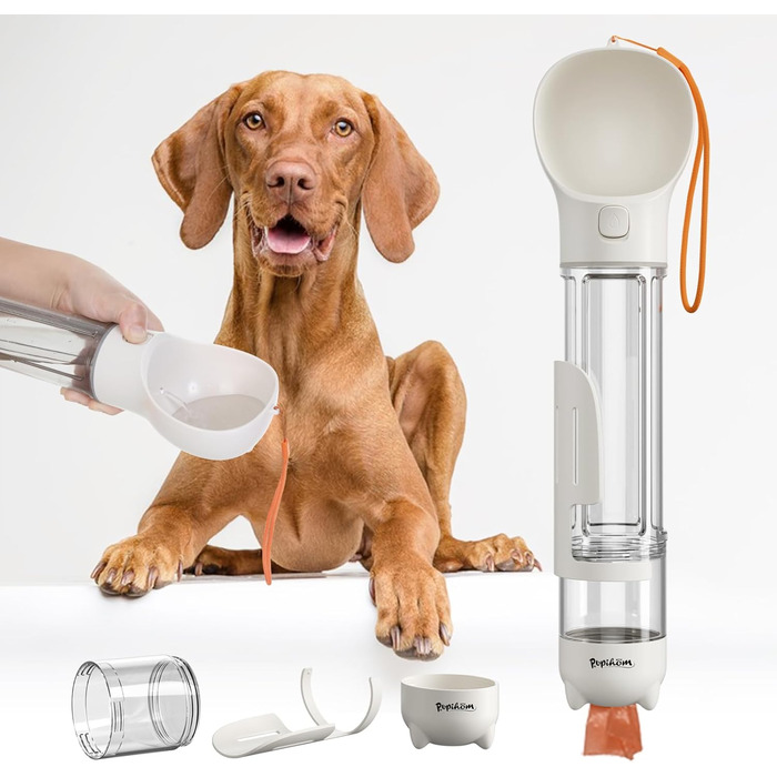 Водяний диспенсер для годування тварин з мішками для відходів, портативна пляшка для води для собак та котів, 500 мл