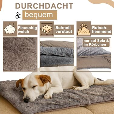 Тепла та м'яка підстилка для собак середніх та маленьких порід - коричнева, антиковзаюча, легко миється, для захисту дивану та авто