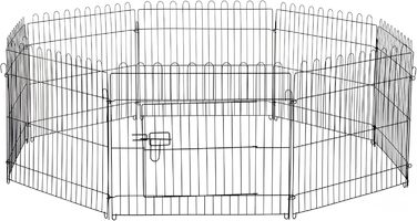 Забіг для цуценят PawHut, металевий, Ø120 x 60 см, чорний, M