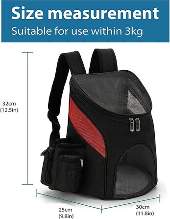 Рюкзак для кота та собаки IFIKK: зручний, дихаючий, з безпечним ремінцем. Чорний, червоний