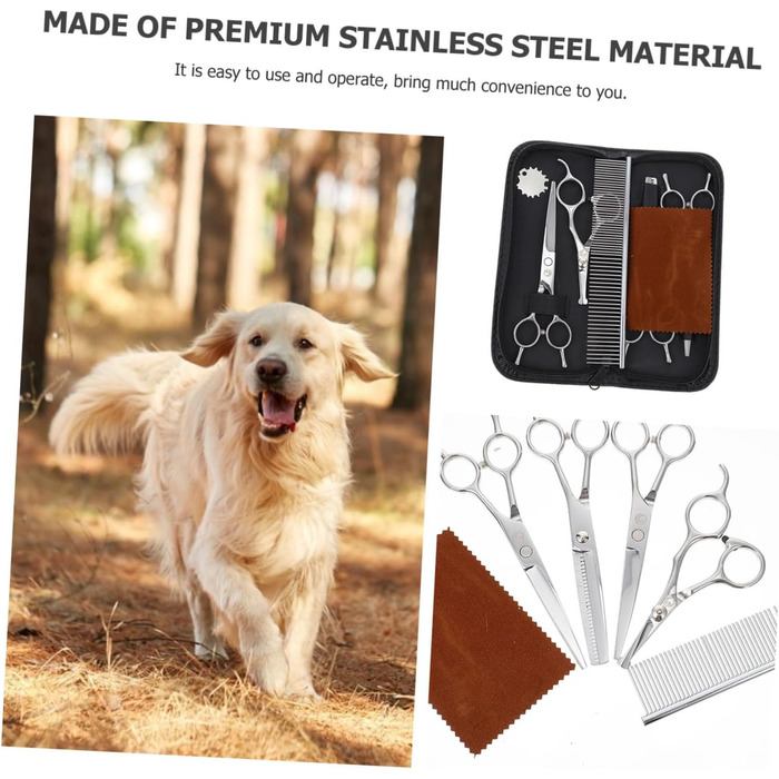 Ножиці для стрижки шерсті собак з нержавіючої сталі - практичні ножиці для грумінгу домашніх тварин з округлими кінцями для точного підстригання шерсті та безпечної роботи