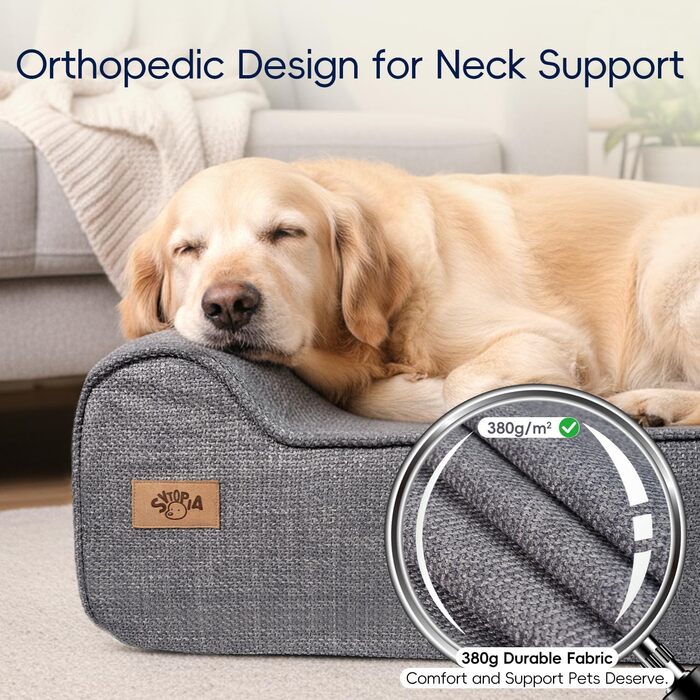 Ліжко для собак Sytopia XXL з Memory Foam, 127x86.4x25.4 см, для великих та літніх собак, ортопедичне, водонепроникне