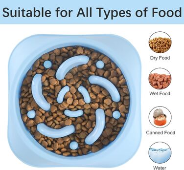 Миска для собак MateeyLife Slow Feeder - повільна годівниця, синій/темно-синій, середня