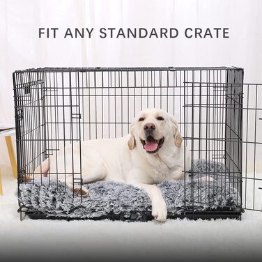 Ліжко для собак XL, м'яка коробка-матрац, заспокійлива, пухнаста, анти-тривожна, розкішна плюшева підстилка з неслизьким дном, 105 x 70 x 7 см